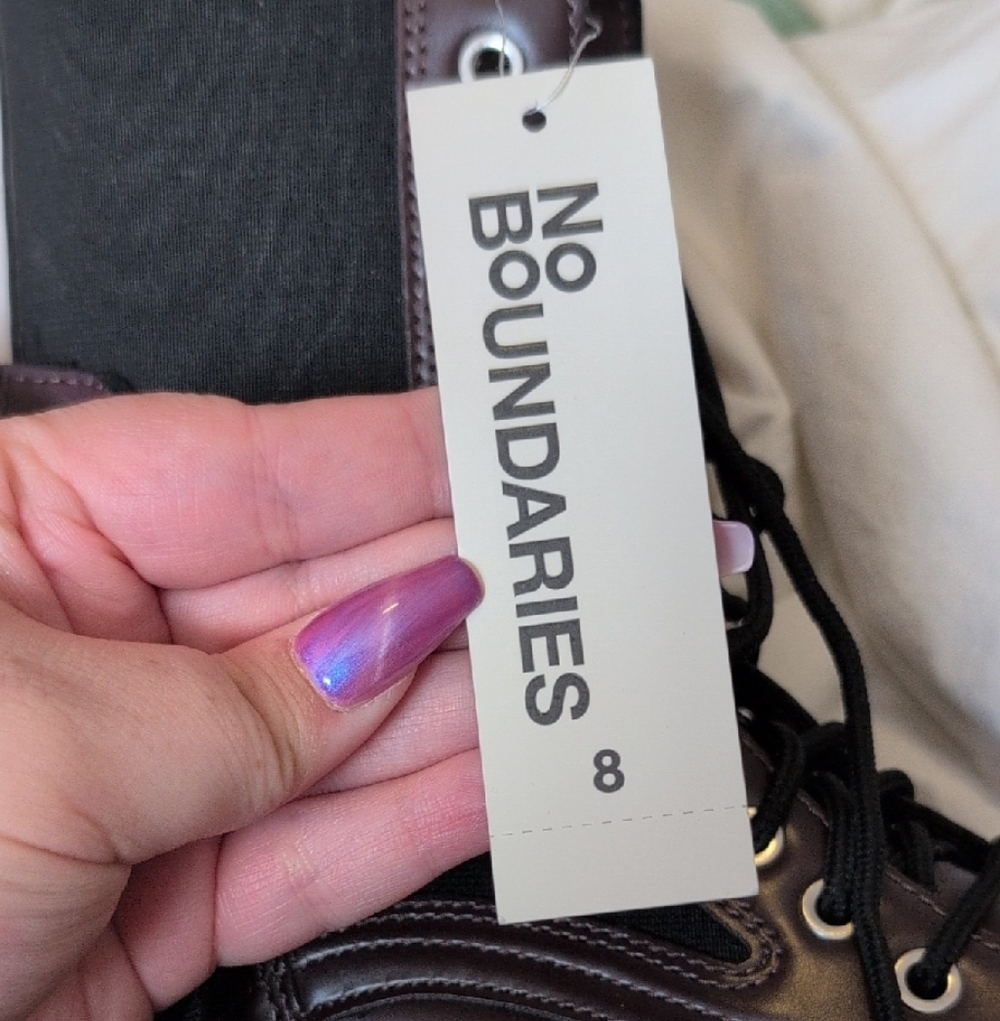 No Boundaries Dark Burgundy? Combat Boots Women's - Picture 3 of 6